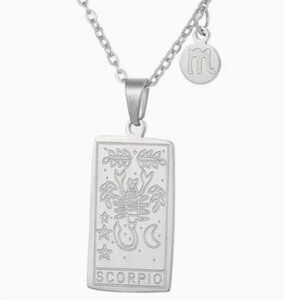 Scorpio Zodiac Pendant Necklace 18K Gold Electro-Plated Stainless Steel Silver